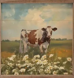 Kendrick Home Red and Brown Holstein with Flowers  4x4