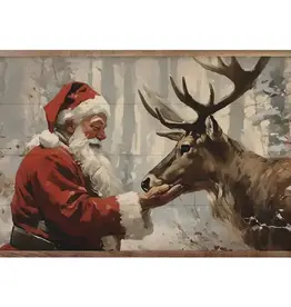 Kendrick Home Santa Claus with Reindeer  8x5