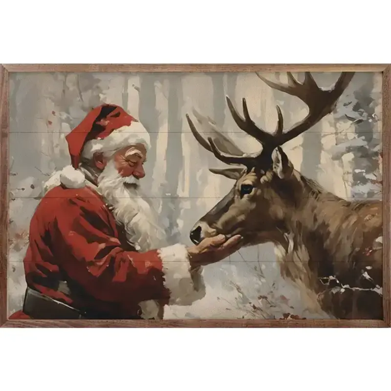 Kendrick Home Santa Claus with Reindeer  8x5