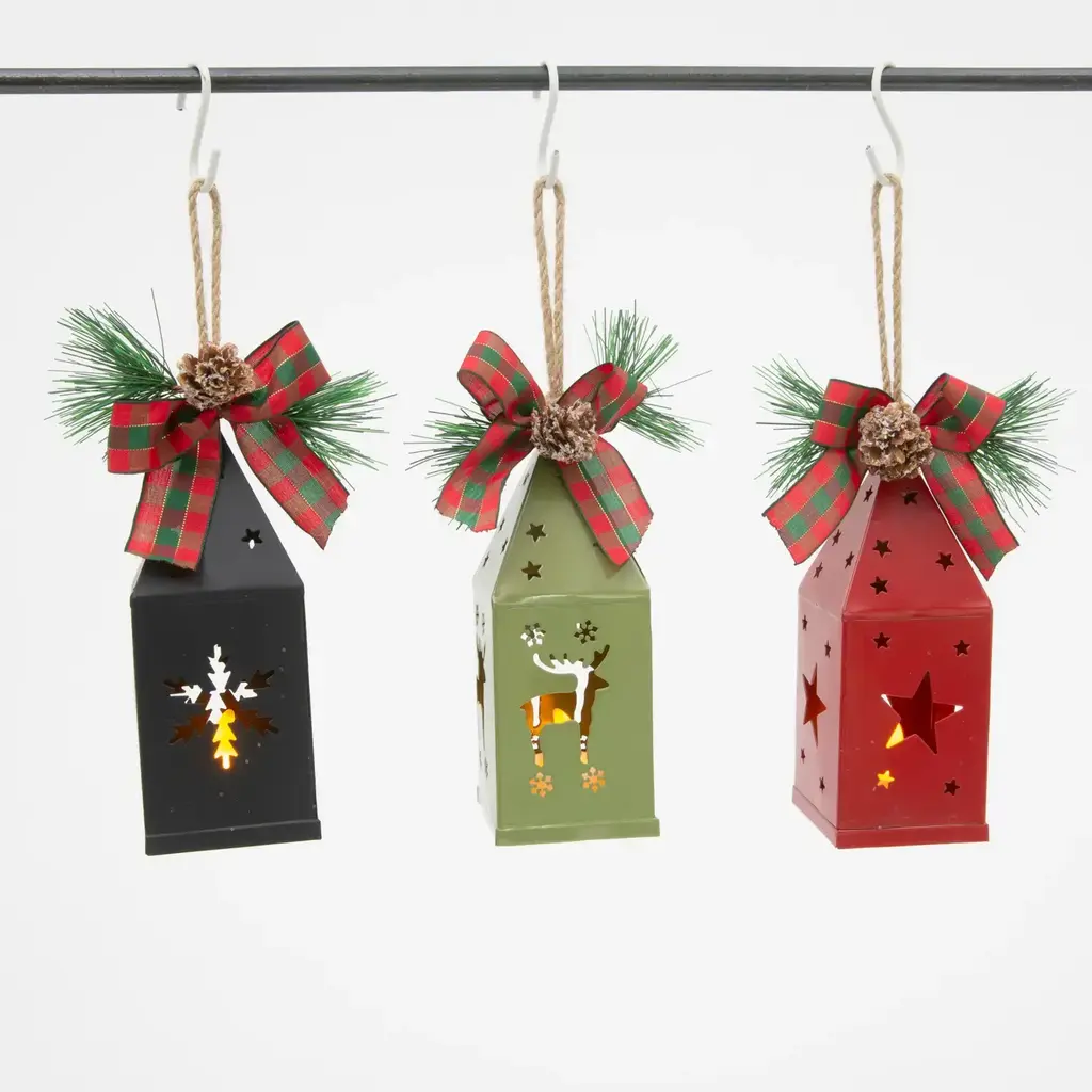 The Gerson Companies Metal Floral Holiday Lantern - Assorted