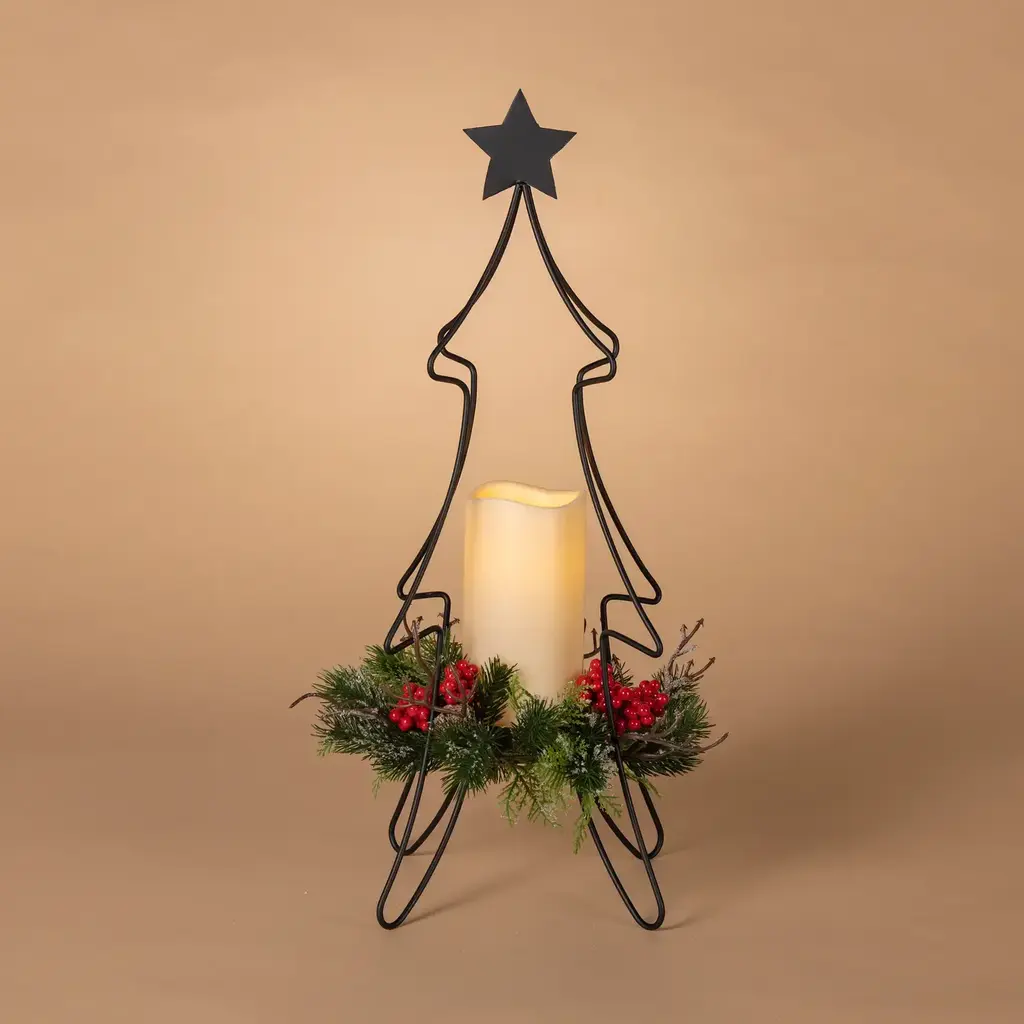 The Gerson Companies Christmas Tree Metal Candleholder