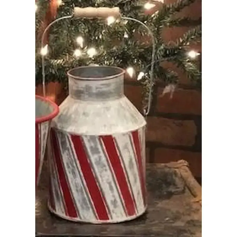Candy Cane Stripe Milk Can