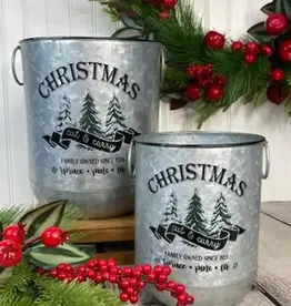 Christmas Cut & Carry Metal Bucket W/Ring Handles (Set of 2)