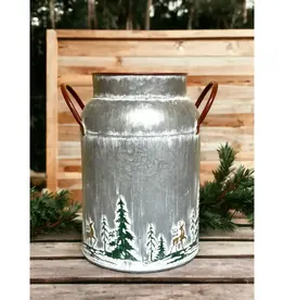 Gold Deer Winter Embossed Milk Can