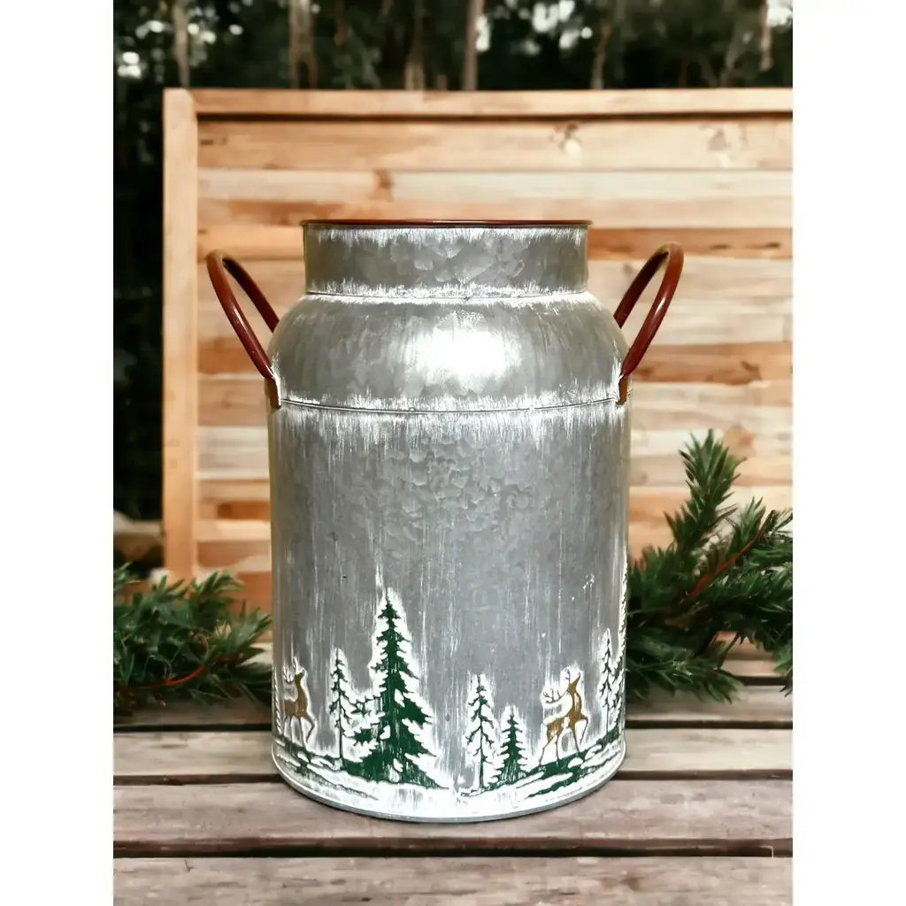 Gold Deer Winter Embossed Milk Can
