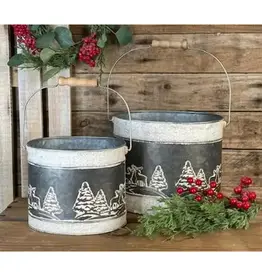 Gray Deer/Trees Embossed Buckets - Large