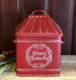 DNS Designs Red Distressed Merry Christmas Canister
