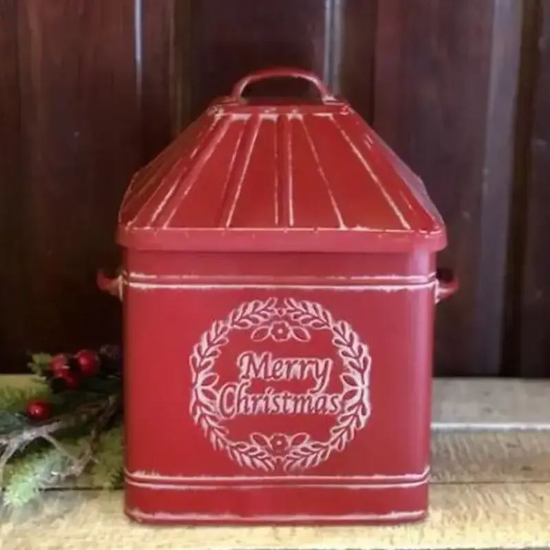DNS Designs Red Distressed Merry Christmas Canister