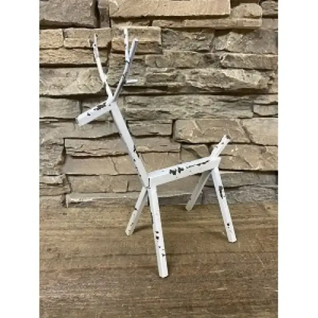 DNS Designs White Distressed Metal Deer Small