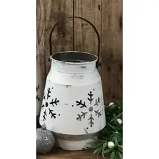 DNS Designs White Distressed Snowflake Lantern Small