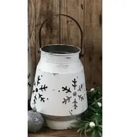 DNS Designs White Distressed Snowflake Lantern Small