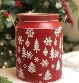 DNS Designs White Trees/Snowflake Red Milk Can