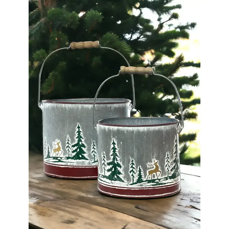 DNS Designs Gold Deer Winter Oval Bucket - Large