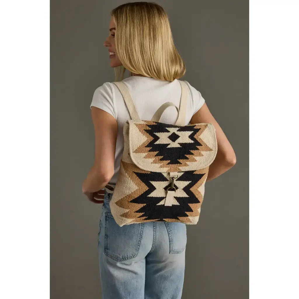 Cream, Tan & Black Aztec Backpack