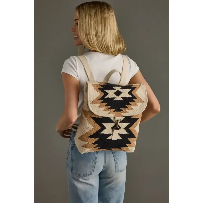 Cream, Tan & Black Aztec Backpack