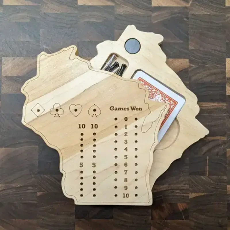 Arts and Craftsmanship Wisconsin State Travel Euchre Score Board