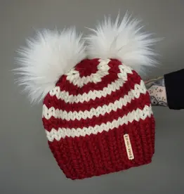The Candy Cane Double Pom Beanie