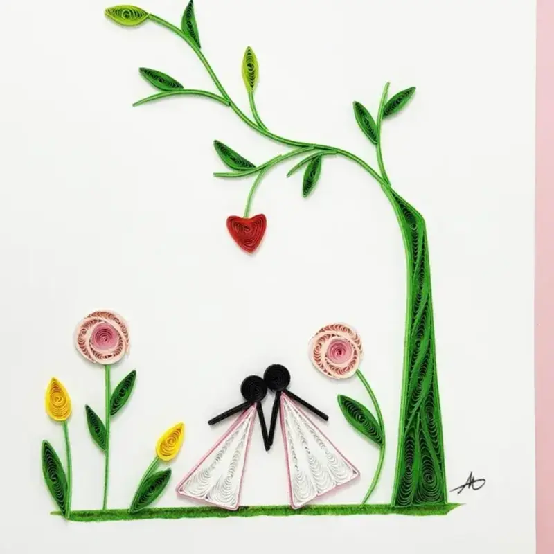 Iconic Quilling Quilling Greeting Card Female Wedding Couple