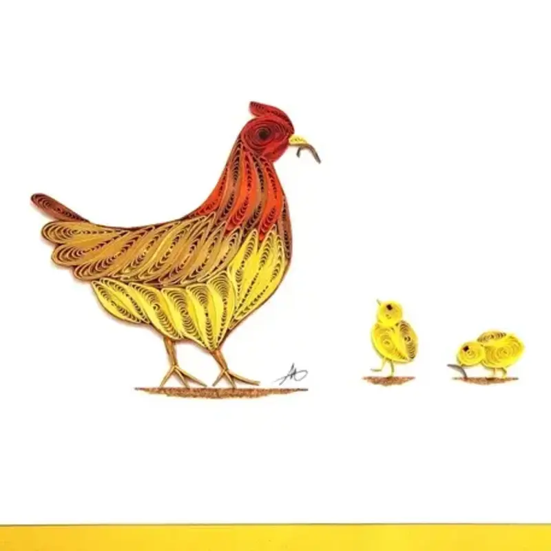 Iconic Quilling Quilling Greeting Card Hen With Chicks