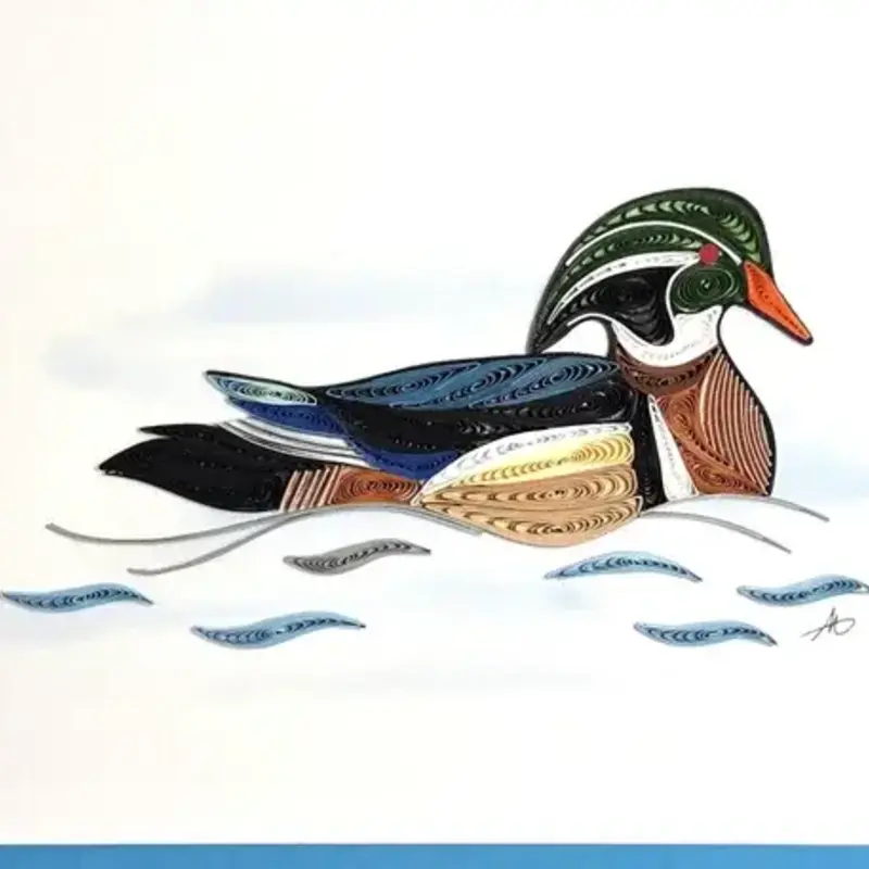 Iconic Quilling Quilling Greeting Card Wood Duck on Water