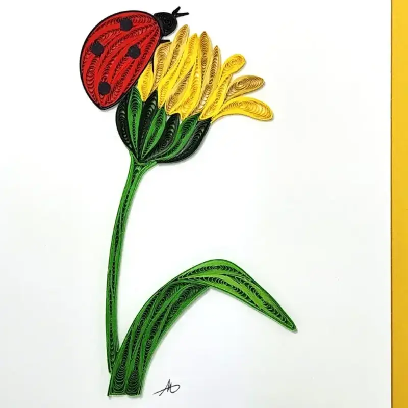 Iconic Quilling Quilling Greeting Card Ladybug with Daisy
