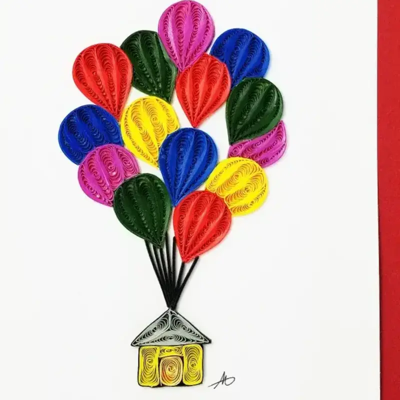 Iconic Quilling Quilling Greeting Card House With Balloons