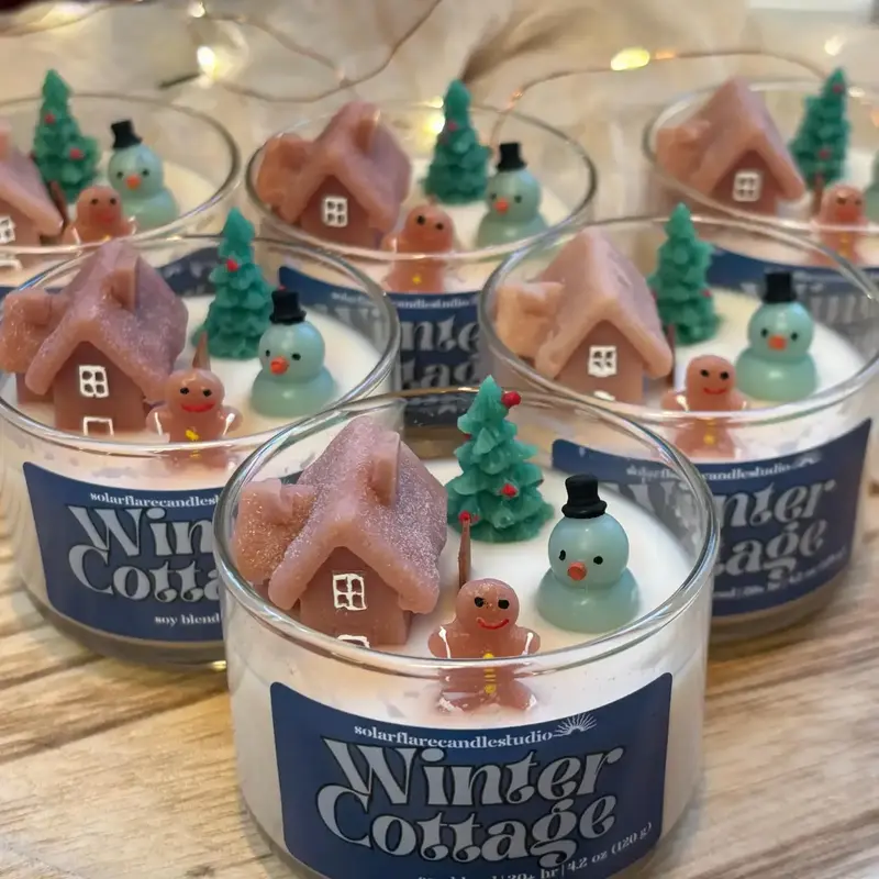 SolarFlareCandleStudio Wood Wick Soy-Blend Winter Cottage Candle