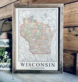 The Farmer's Wife Vintage Wisconsin Map Sign