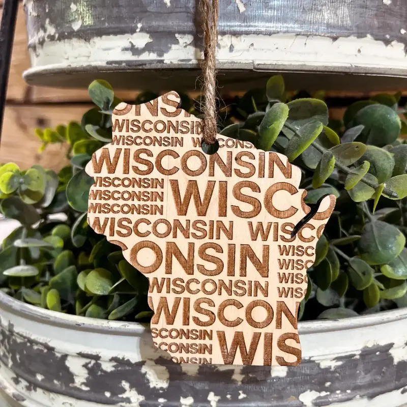 The Farmer's Wife Wisconsin Christmas Ornament | Wisconsin Word Art