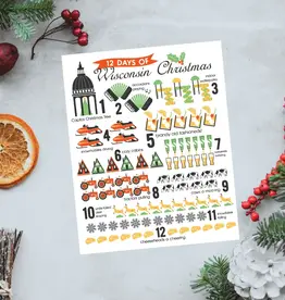 Bottlebrush Graphics 12 Days of Wisconsin Christmas Print 8x10