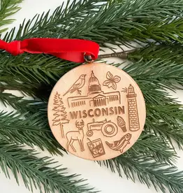 Bottlebrush Graphics Ornament - Wisconsin Engraved