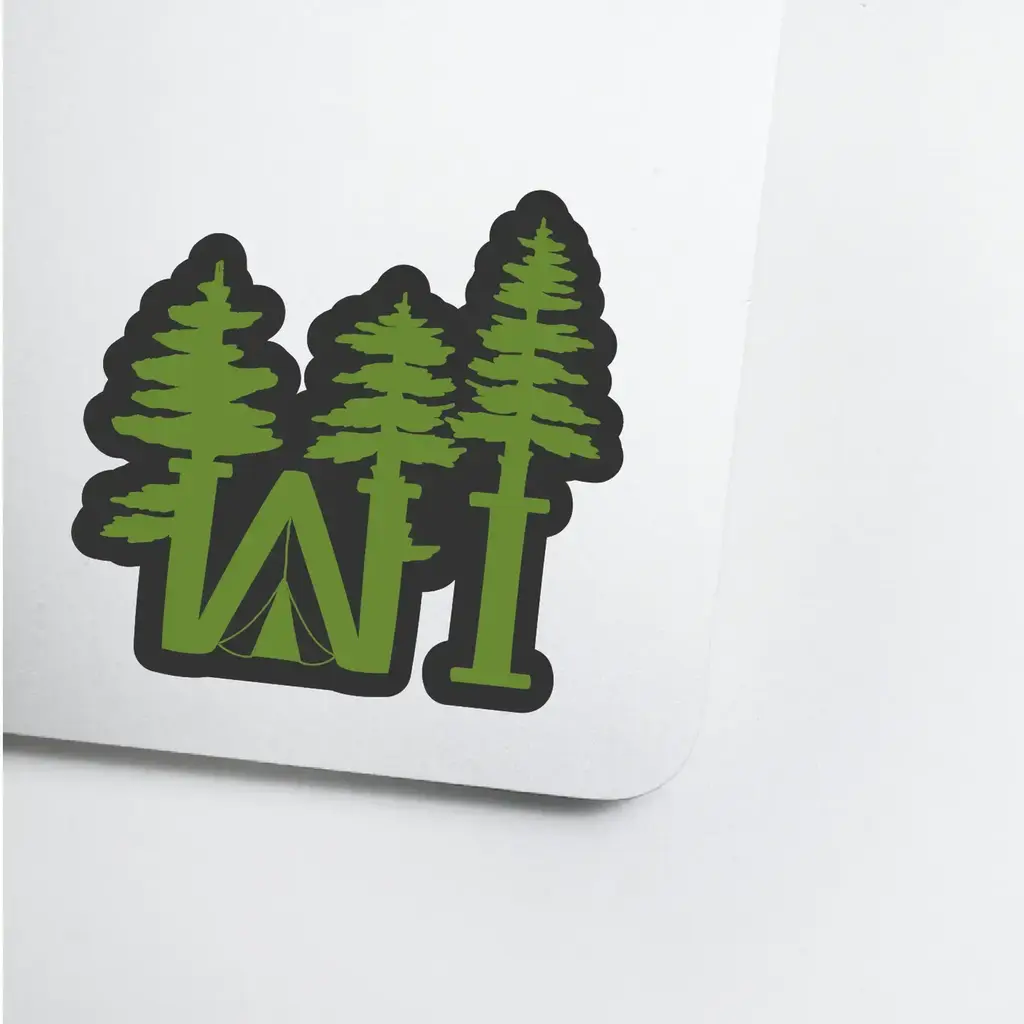 Bottlebrush Graphics Vinyl Sticker - Wi Camping Forest