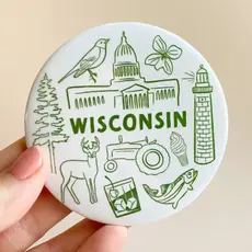 Bottlebrush Graphics Magnet - Wi Illustrated Circle Souvenir