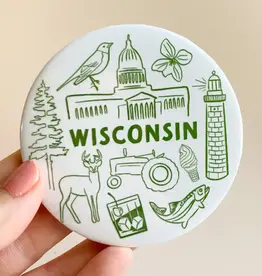Bottlebrush Graphics Magnet - Wi Illustrated Circle Souvenir