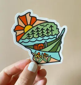 Bottlebrush Graphics Wi Line Drawing State Scene Vinyl Sticker