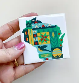 Bottlebrush Graphics Wi Quilt Pattern Square Souvenir Magnet