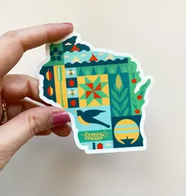 Bottlebrush Graphics Wi Quilt Pattern State Vinyl Sticker