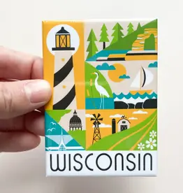 Bottlebrush Graphics Wi Scene Lighthouse Souvenir Magnet