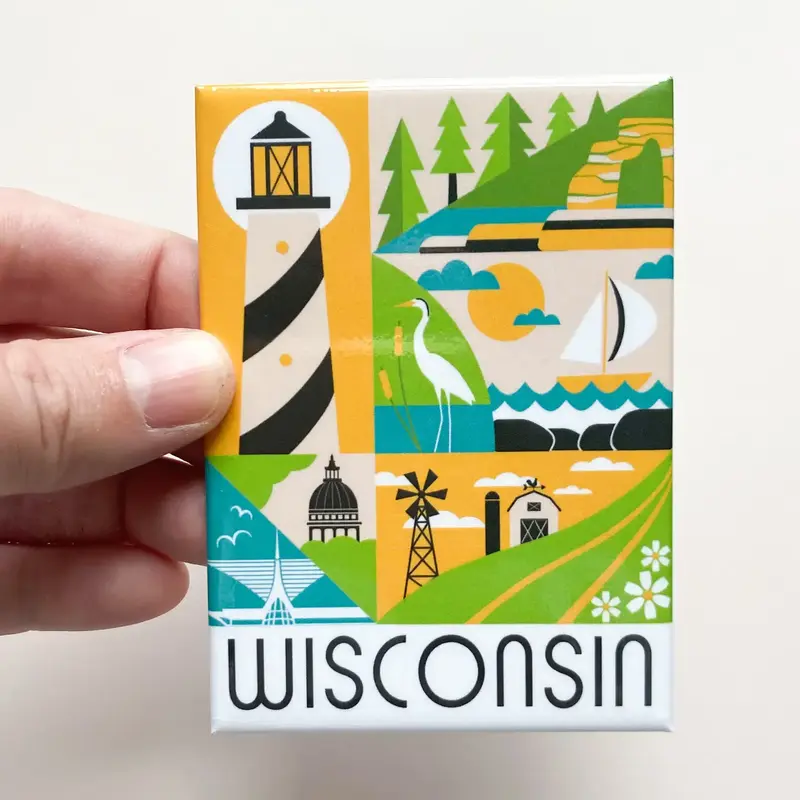 Bottlebrush Graphics Wi Scene Lighthouse Souvenir Magnet