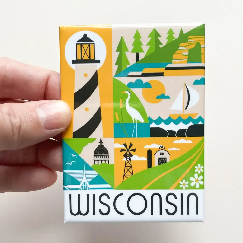 Bottlebrush Graphics Wi Scene Lighthouse Souvenir Magnet