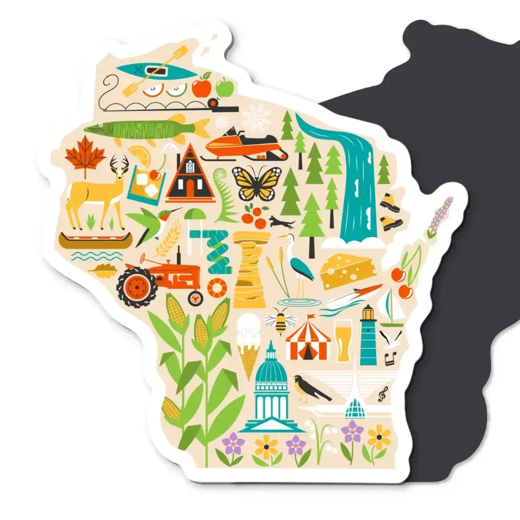 Bottlebrush Graphics Wisconsin Icons Flexible Rubber Magnet