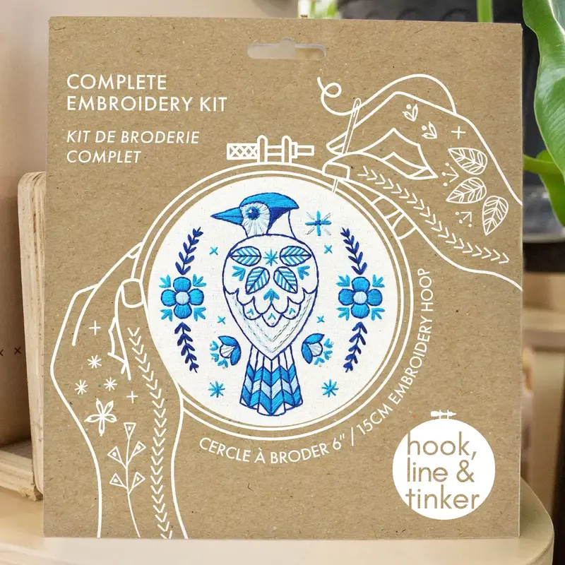 Hook, Line & Tinker Blue Jay Complete Embroidery Kit