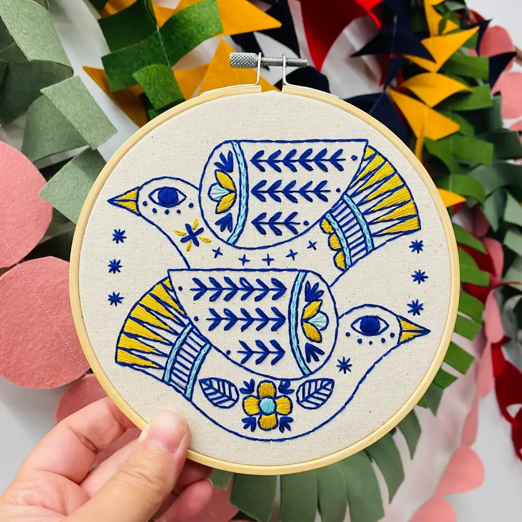 Hook, Line & Tinker Turtle Doves Complete Embroidery Kit