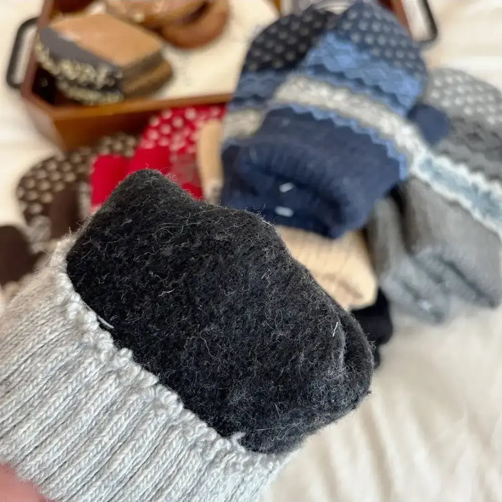 Gloving - Unisex Warm Snowflake Knit Mittens - Beige