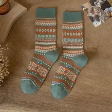 Rufia - Geometric Pattern Autumn Winter Socks - Green