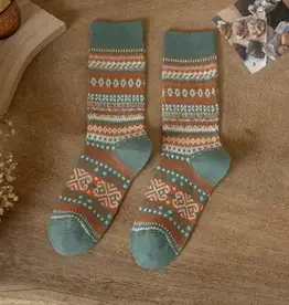 Rufia - Geometric Pattern Autumn Winter Socks - Green