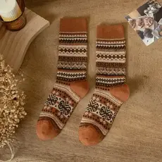 Rufia - Geometric Pattern Autumn Winter Socks - Orange