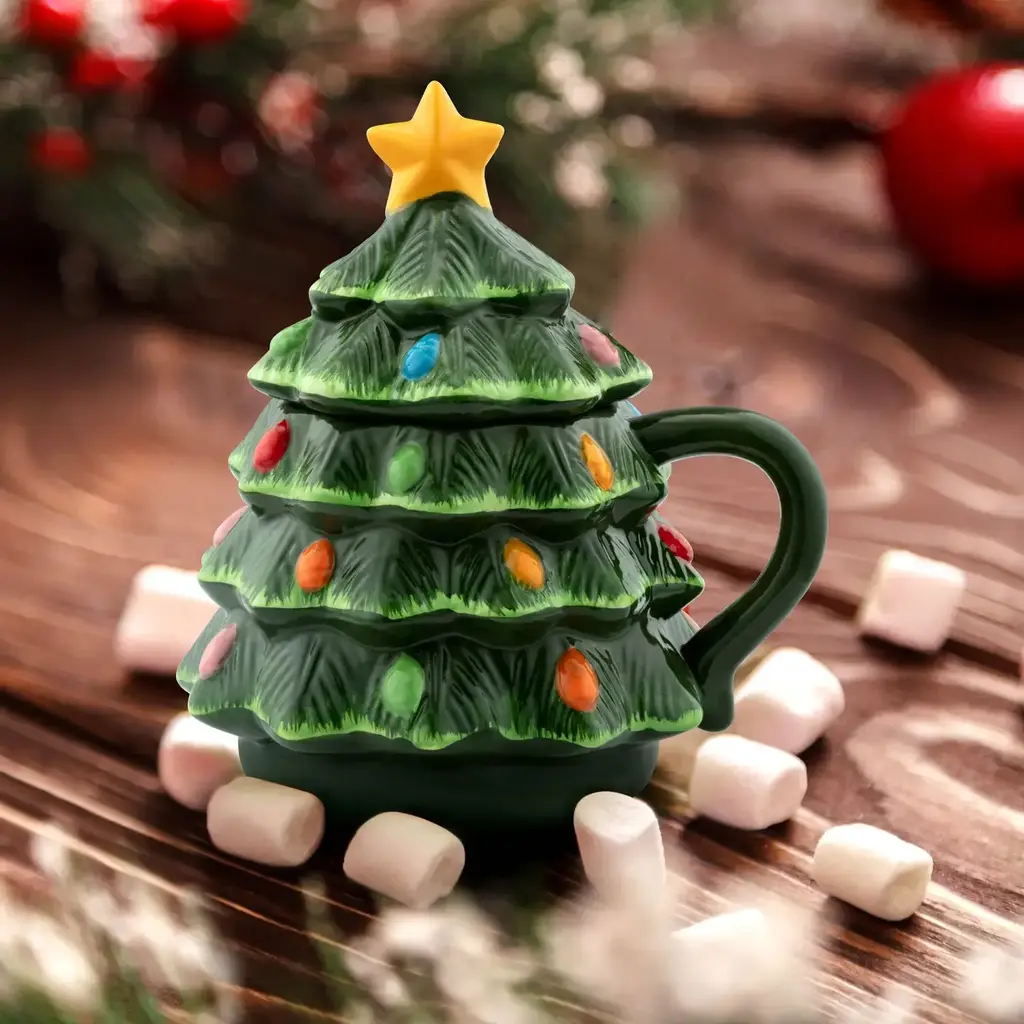 Mr. Christmas Figural Lidded Mug - 16oz Tree Mug - Green