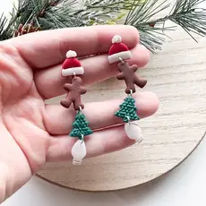 Design With Purpose Christmas Danglers - Red & Green Studs, Gold