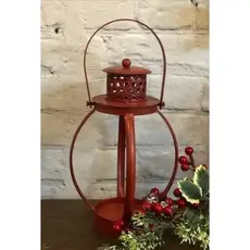 DNS Designs Red Distressed Round Lantern
